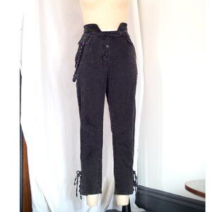 Muzkin Grey High Waisted Jeans with Tie Bow Detail on Ankle Size 6